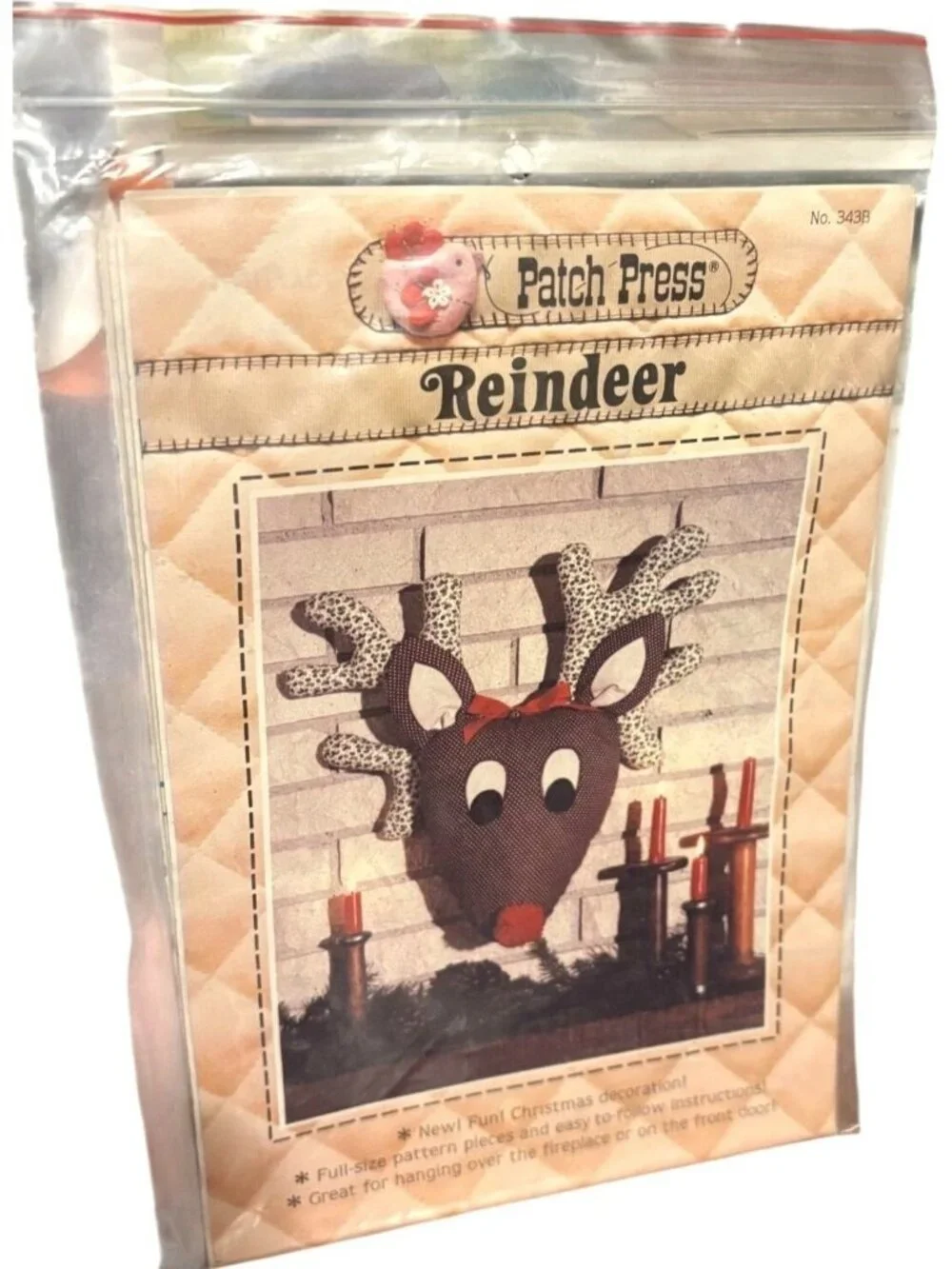 Vintage Patch Press Reindeer Sewing Pattern Christmas Decoration Wall Hang Decor